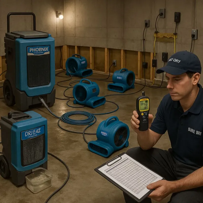Structural Drying and Dehumidification process in Clayton, NC